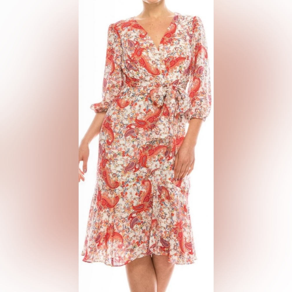 Floral Paisley faux Wrap Dress